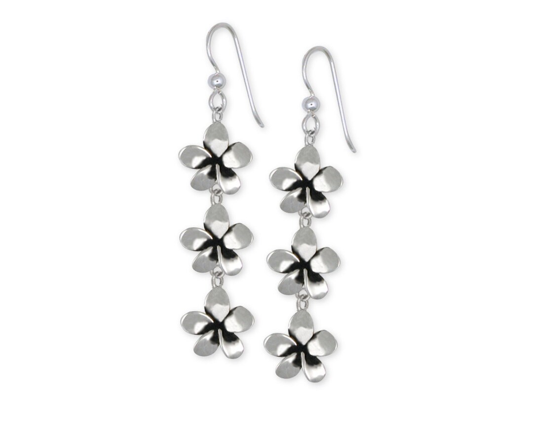 Plumeria Jewelry Sterling Silver Plumeria Flower Earrings Etsy