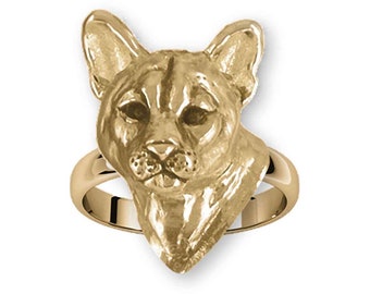 Cougar Jewelry 14k Yellow Gold Handmade Mountain Lion Ring COU3H-RG