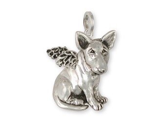 Bull Terrier Angel Pendant Handmade Sterling Silver Dog Jewelry BU9-AP