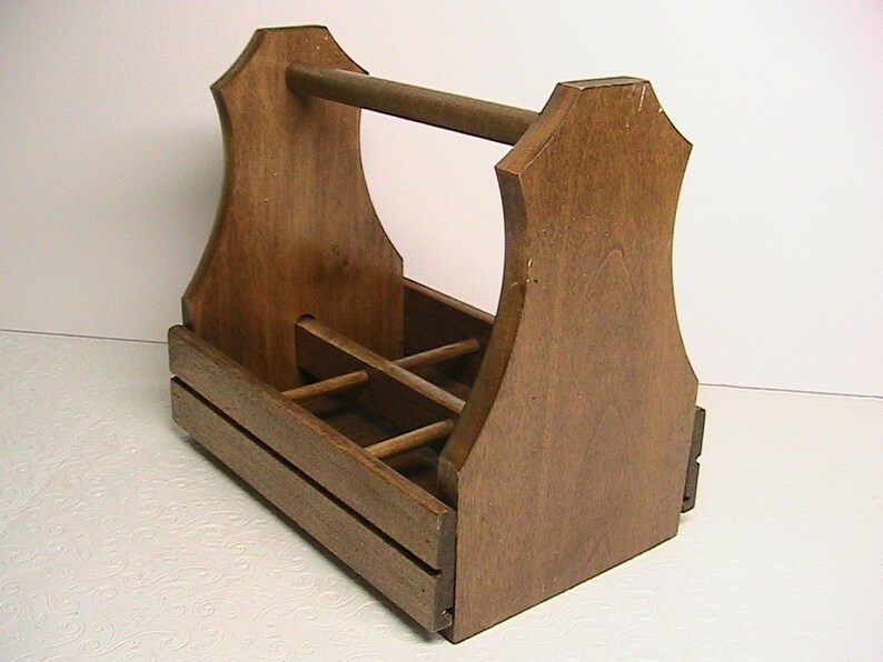 Wooden Crate Smaller Wood With Handle And Sections Divided