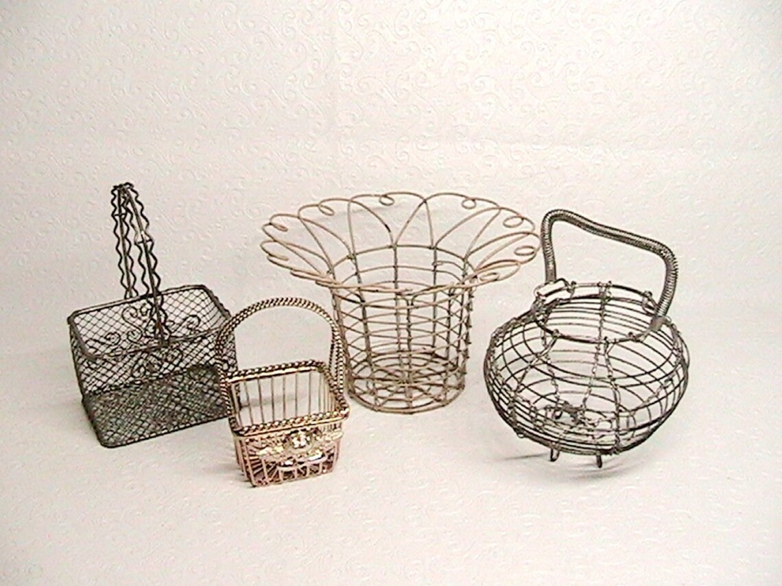 Wire Baskets Set of Small Wire Baskets Assorted Mini Etsy