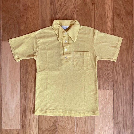 Vintage 70’s Yellow John Blair Pique Polo Shirt L… - image 1
