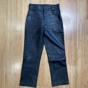 Vintage Black Leather Pants Made in USA Size 30 Motorcycle Pants Classic Leathers Heavyweight