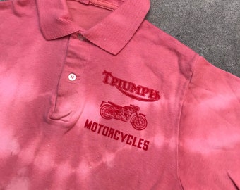 1960’s Triumph Motorcycles Polo Shirt Sportswear Tag Made in USA Overdyed Bob Dylan