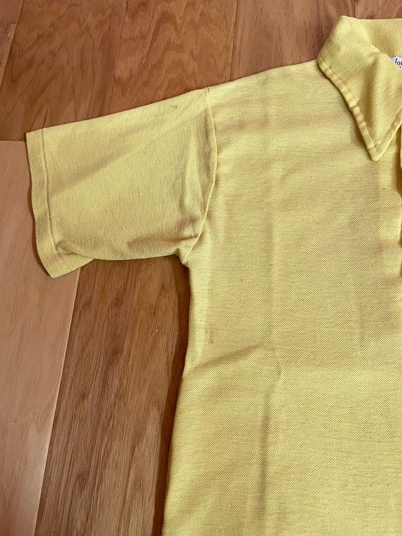 Vintage 70’s Yellow John Blair Pique Polo Shirt L… - image 4