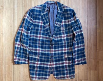 Vintage J Press Madras Plaid Sport Coat, 1960s Cotton Blazer
