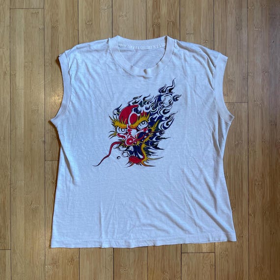 vintage 80’s Johnny Winter Sleeveless Dragon tee 1980s Edgar Winter shirt Tattoo
