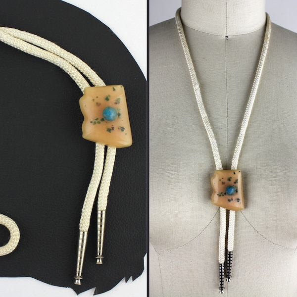 Arizona State Resin Vintage Bolo Tie with Cream Nylon Cord