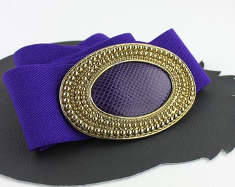 Vintage 60s Brass Purple Leather Belt Vintage 1960s Purple Belt With Brass Buckle / 60s Mod Cinch  main image 2