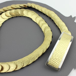 Thin Gold and Silver Snakeskin Metal Scale Vintage Elastic Belt / Narrow Gold Metal Elastic Belt / Stretchy Belt / US Size 30 32 34 36 38