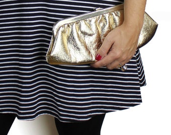 Vintage Gold Lame' Faux Leather Clutch