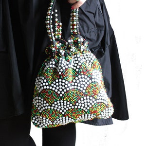 Candy Gumdrop Beaded Red Yellow Green White Black Purse image 1