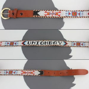 Unionbay Rainbow Seed Beaded Brown Leather Southwestern Belt size 28 / Colorful Seed Bead Belt / Unionbay Beaded Belt / Seed Bead Belt