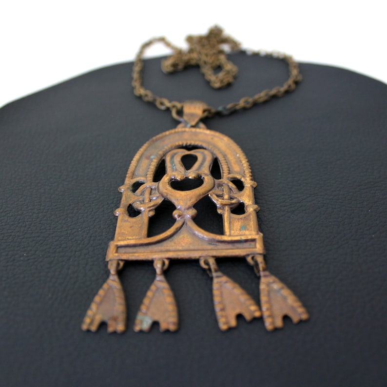 Vintage Finland Art Nouveau Bronze Inspired Pendant Necklace image 2