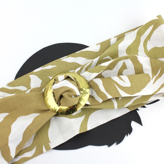 Safari Animal Print Wide Cotton Belt - Khaki & Wh… - image 4