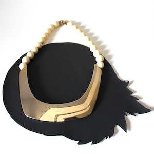 Chrome and Cream Race Stripe Necklace