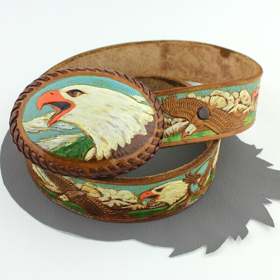 Painted Leather Eagle Tooled Customized "Nancy" B… - image 1