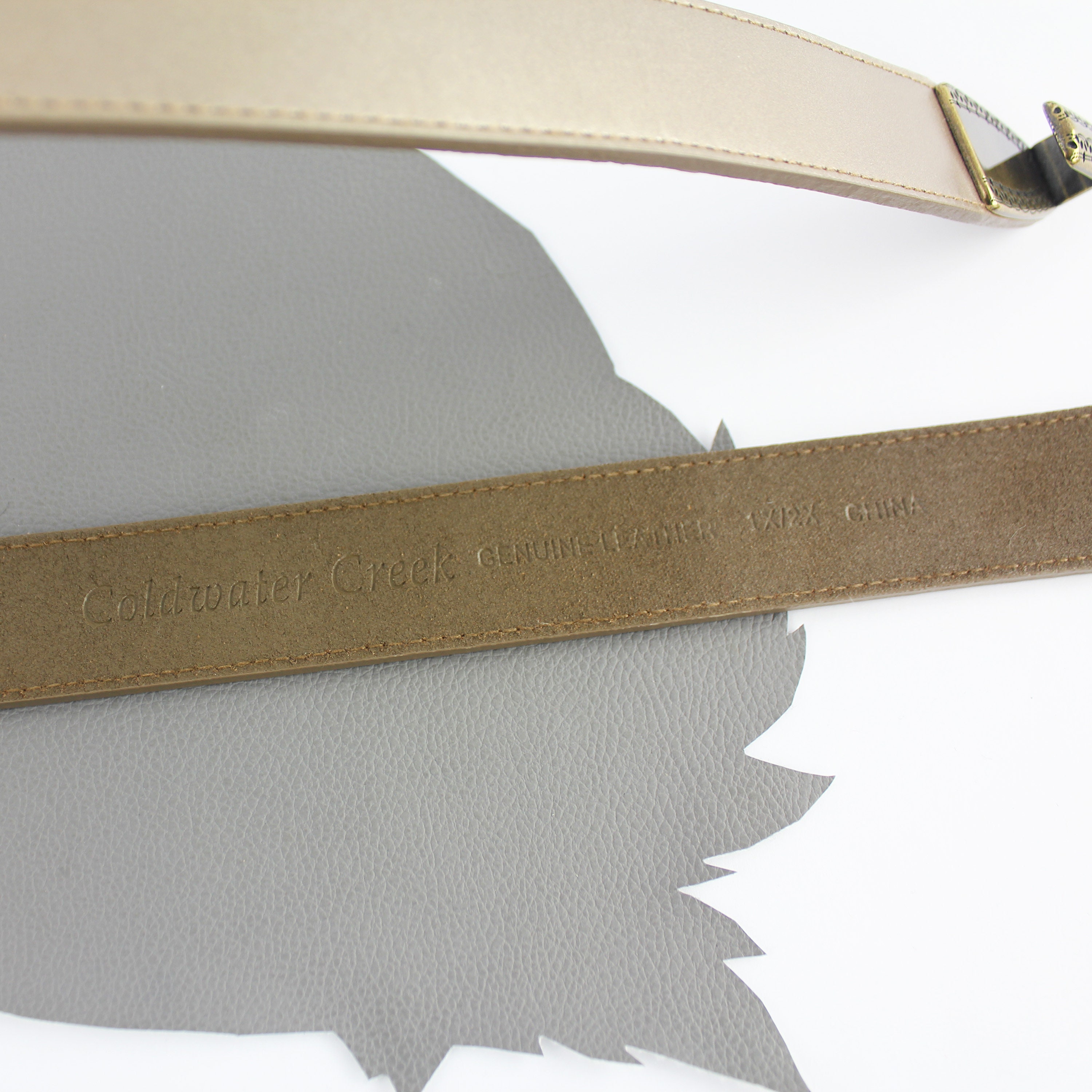 Woven leather wide  statement belt with bronze buckle by Coldwater Creek 2 main image 3