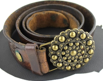 Wrangler Brown Genuine Leather Eagle Tooled Western Belt  display picture 1