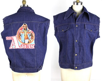A Team Mr T Cut Off Sleeveless Denim Jacket - altered vintage