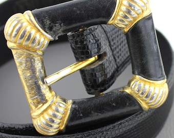 J Crew Y2k 100% Silk Belt Black White Damask Print Gold Tone  display picture 3