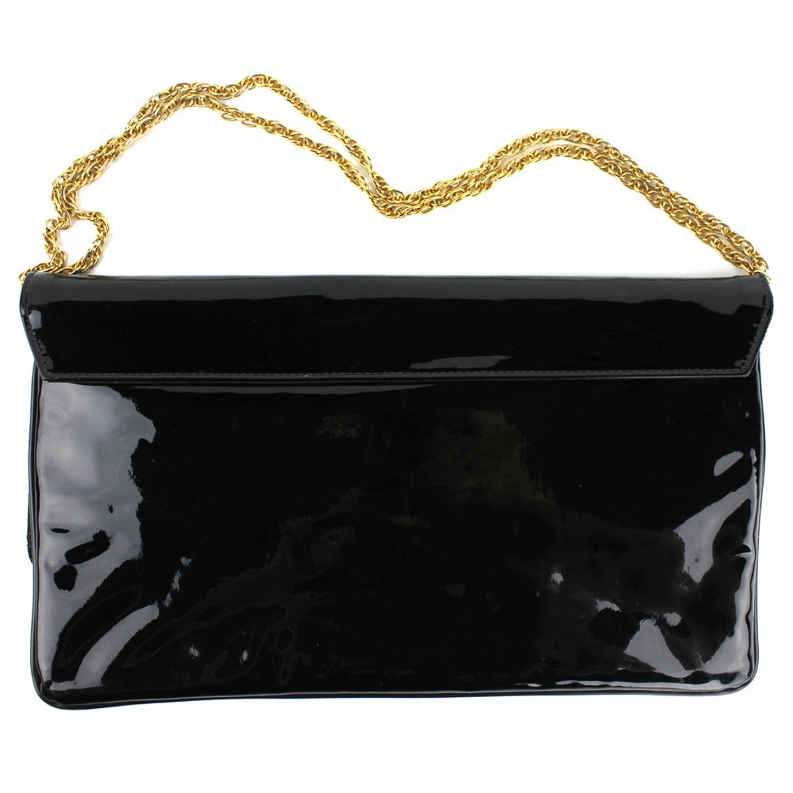 Vintage Black Faux Patent Leather Clutch or Purse Etsy
