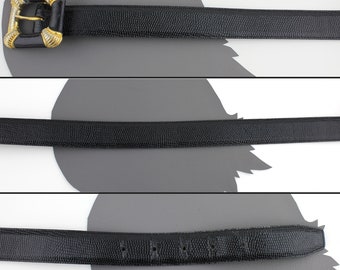 Carlisle Black Leather Belt , Gold Chain and Whipstitch Detail Adj Size M NWOT Carlisle Belt – Peruvian Connection main image 4