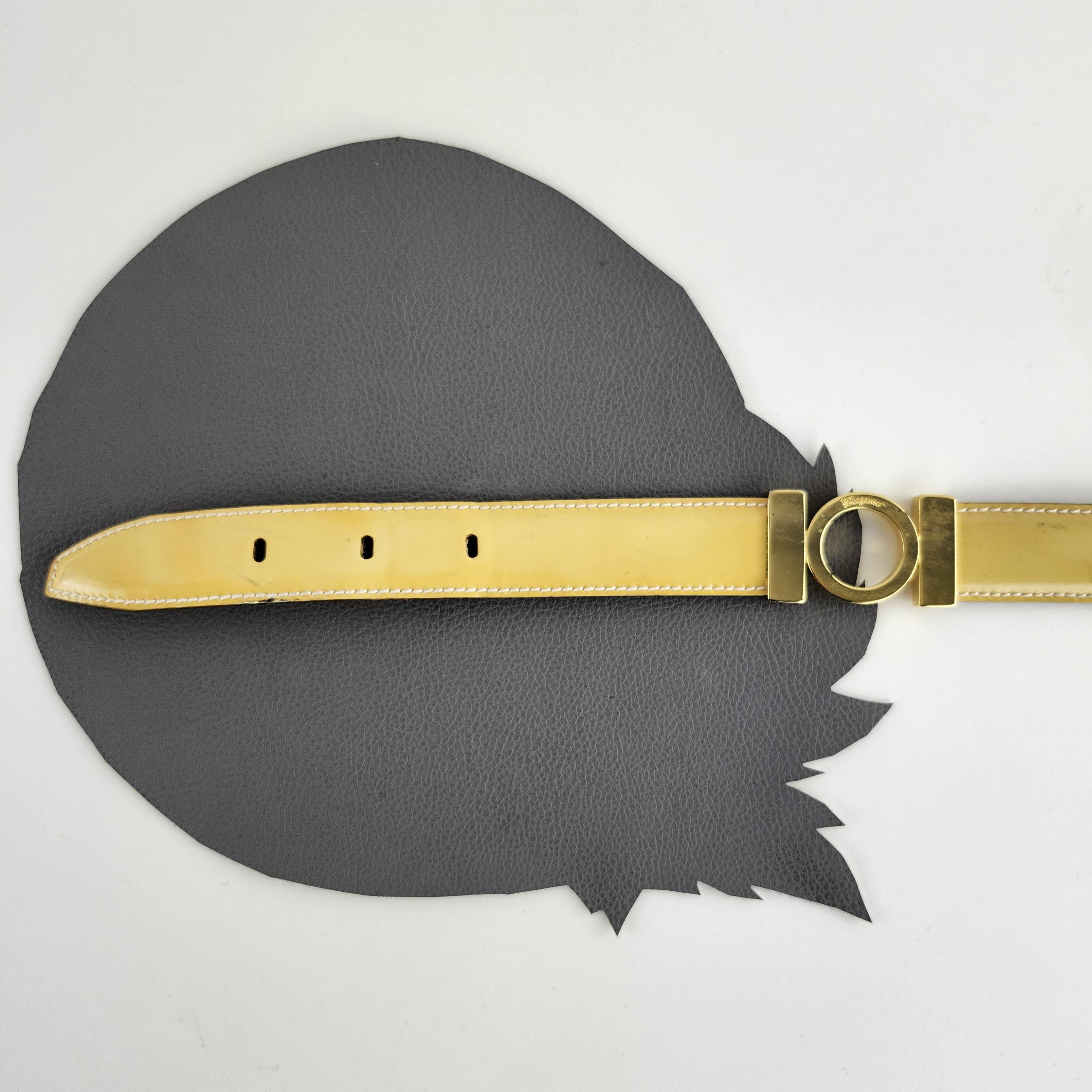 Buttery Yellow Salvatore Ferragamo Vintage Belt With Gold Buckle