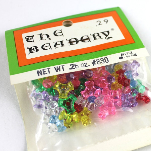 9 packages of Vintage Rainbow Tricorner Plastic Beads in Original Packaging