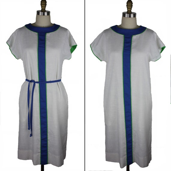 White Blue and Green Vintage Tanner size 12 Dress - image 4