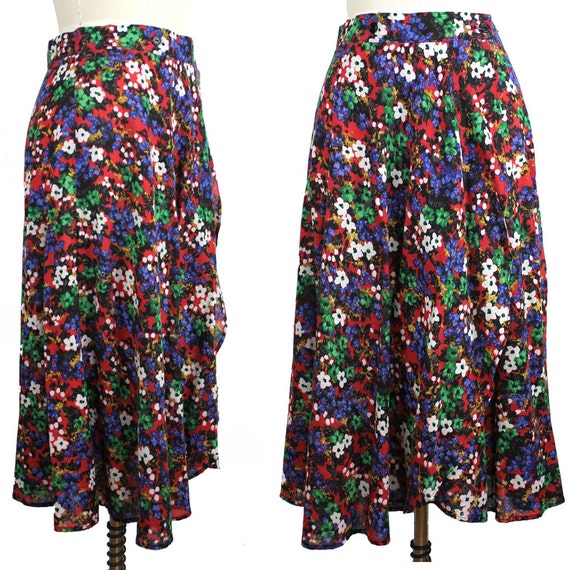 Vintage Floral Wrap Skirt size small - Mini Flora… - image 2