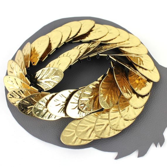 Gold Gladiator Metal Leaf Elastic Vintage Belt