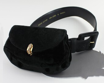 Black velvet bum bag outlet
