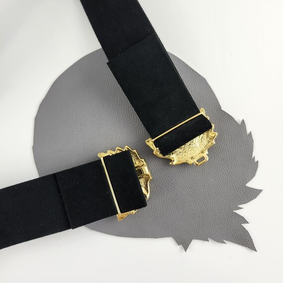 Vintage Gold Interlocking Leaf Buckle on Black Ultra Suede  display picture 1