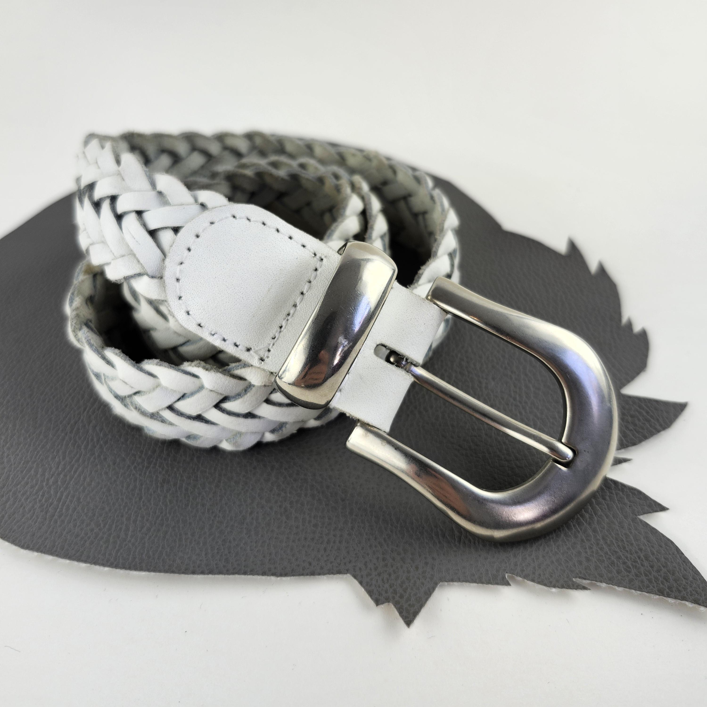 Vintage 70\'s White Wide Leather Belt Silver Buckle Sz 34 - 36 Disco Retro Staple Disco Leather 1970s Vintage Belts for sale | eBay main image 3