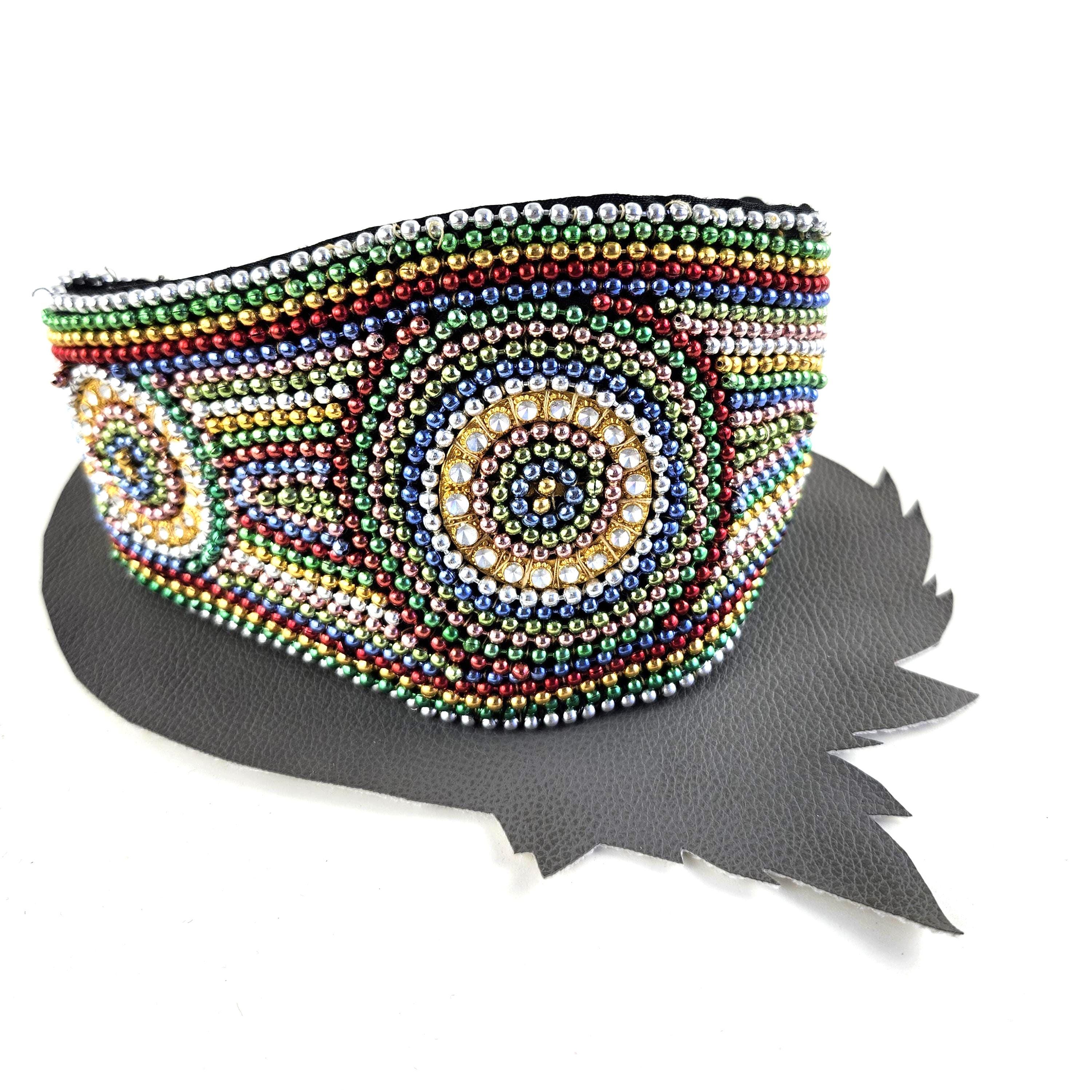 Vintage Adjustable Rainbow Beaded Swag Chain Belt Rainbow Ball & Chain Adorned Vintage Wide Statement Belt  main image 4