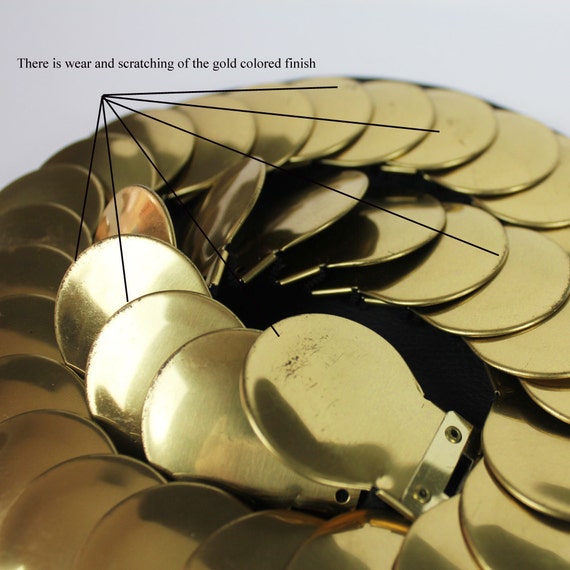 Gold Circle Scale Metal Elastic Belt - image 4