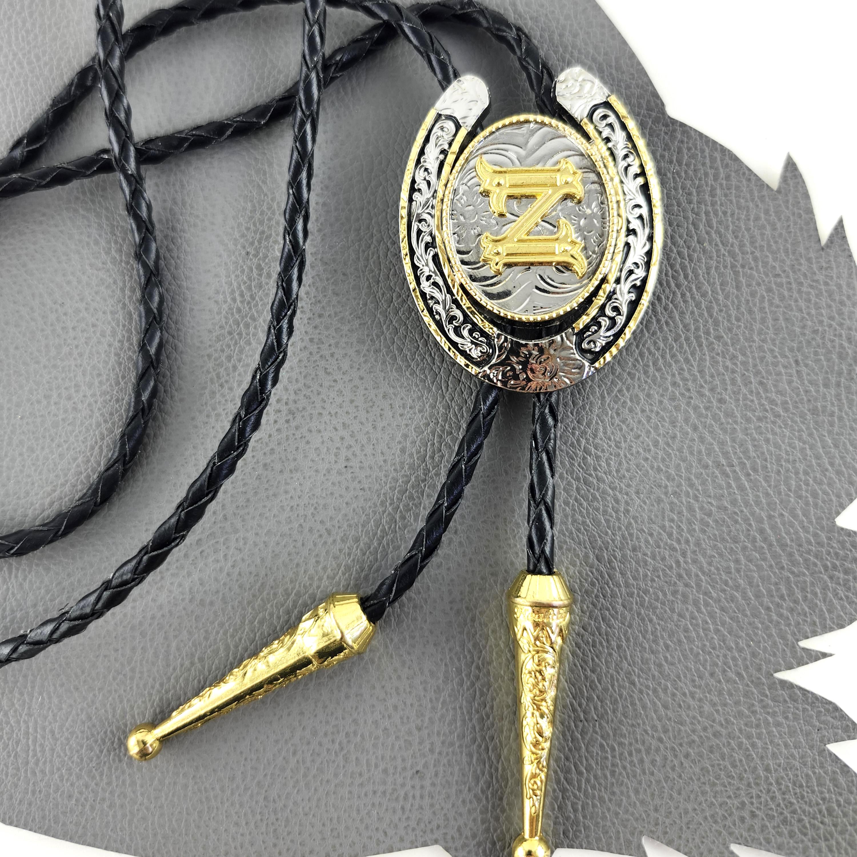 Z Monogram Silver & Gold Lucky Horseshoe Vintage Bolo Tie With