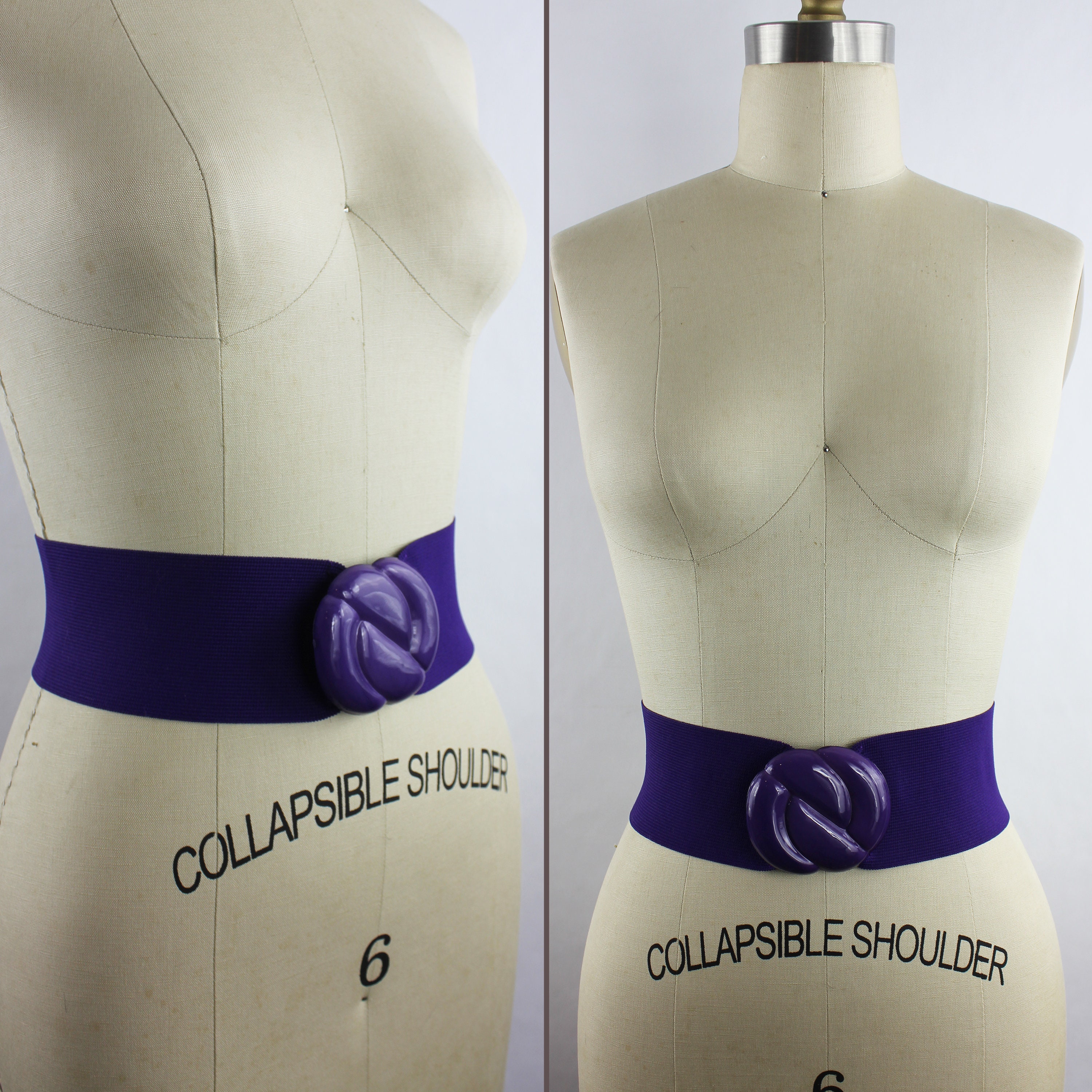 Purple Elastic & Plastic Swirl Buckle Vintage Wide Belt Size  display picture 3