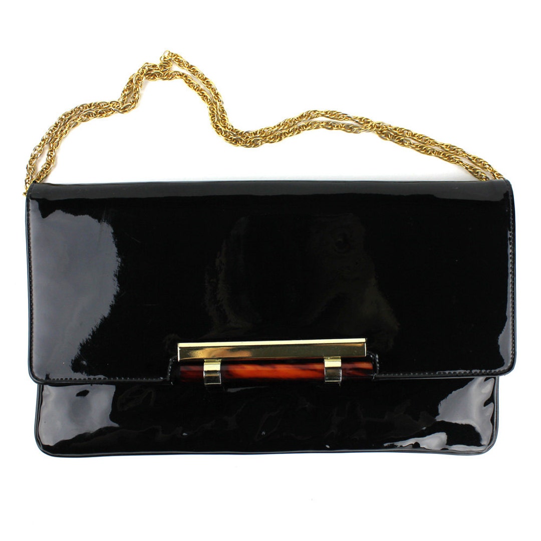 Black Patent Leather Clutch main image 1