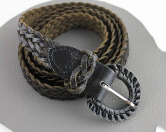 Dean braided black woven leather metal link belt Dean Braided Black Woven Leather Metal Link Belt - Etsy main image 3