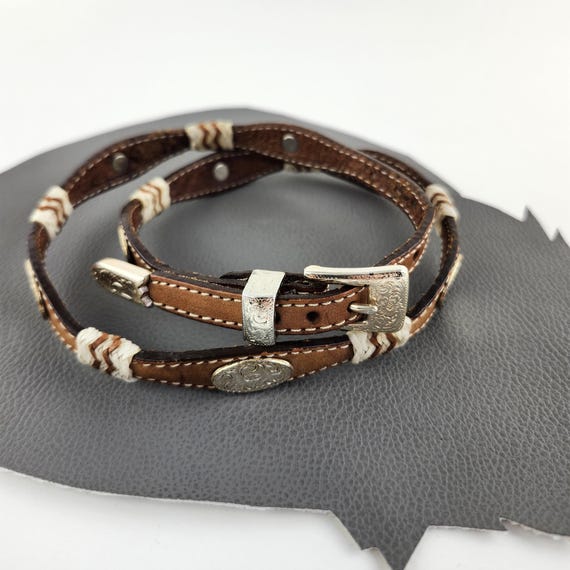 Vintage 1995 Leather Belt. Vintage 1995 Brighton Belt Leather With Silver Alligator  main image 4