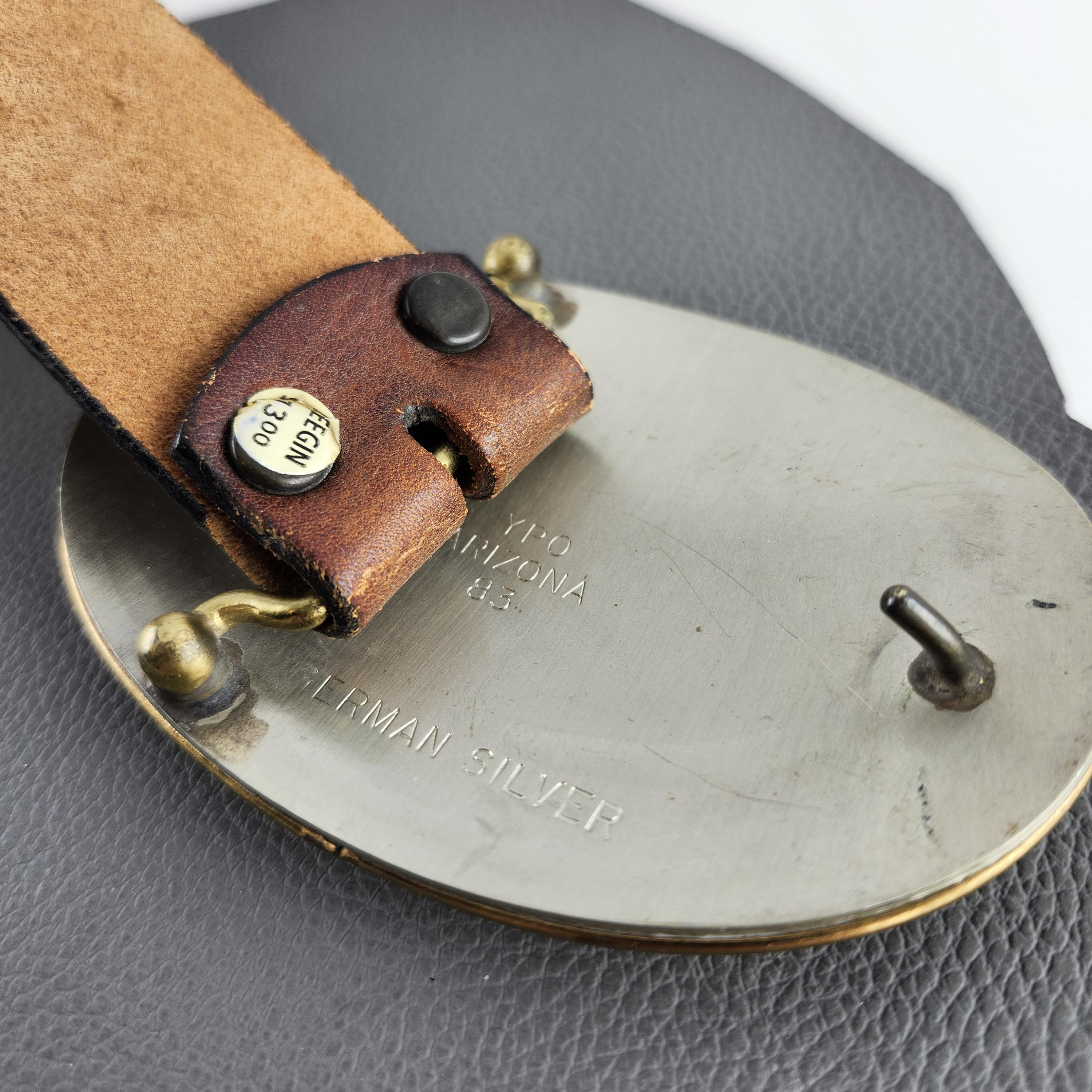 RRL イーグル　マウンテン　カウレザーベルト　ブラウン　サイズW34 USA製 シルバー＆ゴールドのイーグルバックル、ブラウンのダメージ加工レザー