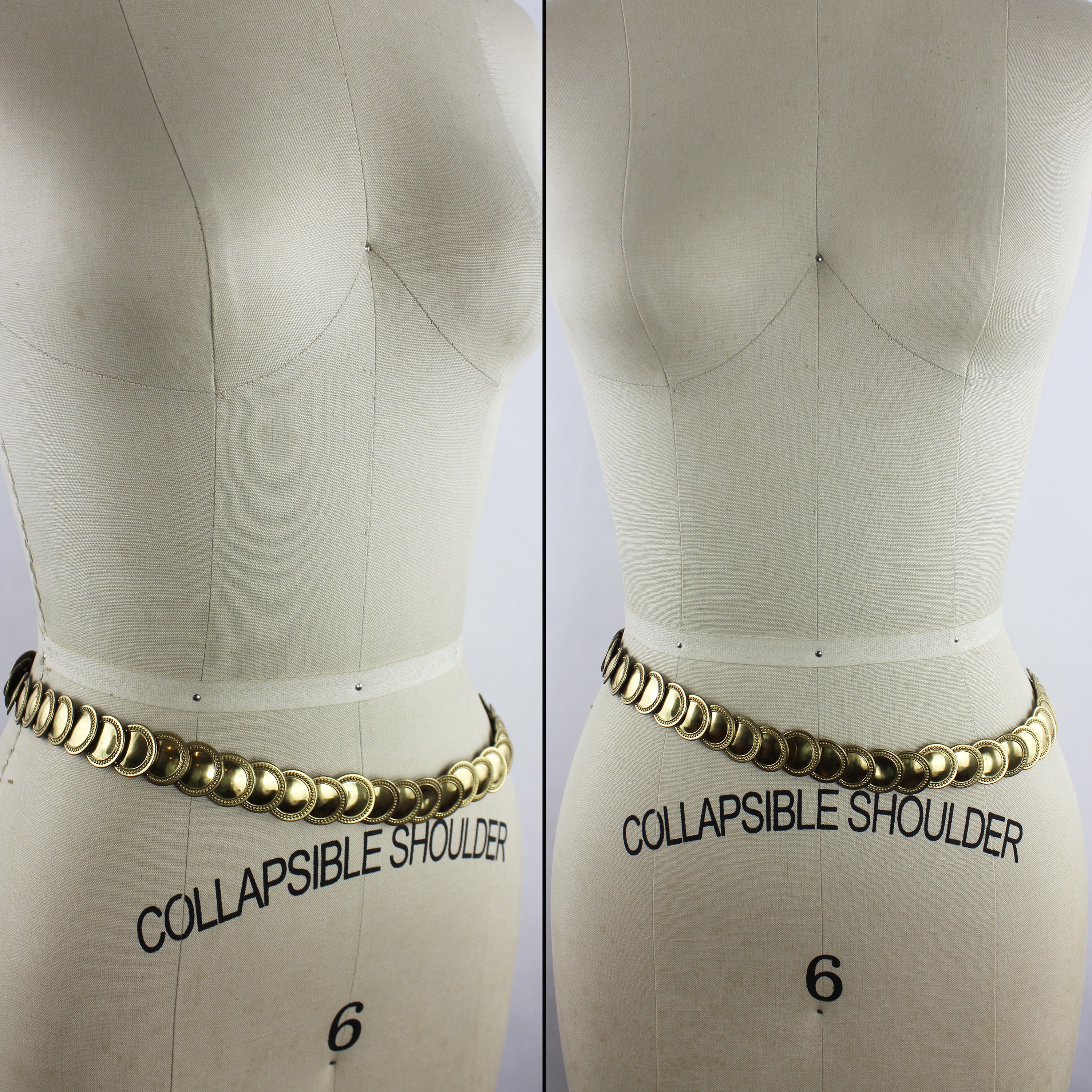 Gold Gladiator Metal Scale Vintage Elastic Belt / Gold Metal  display picture 1