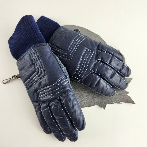 Gants de ski vintage cuir noir années 80 mixte - Accessoires & Bagagerie