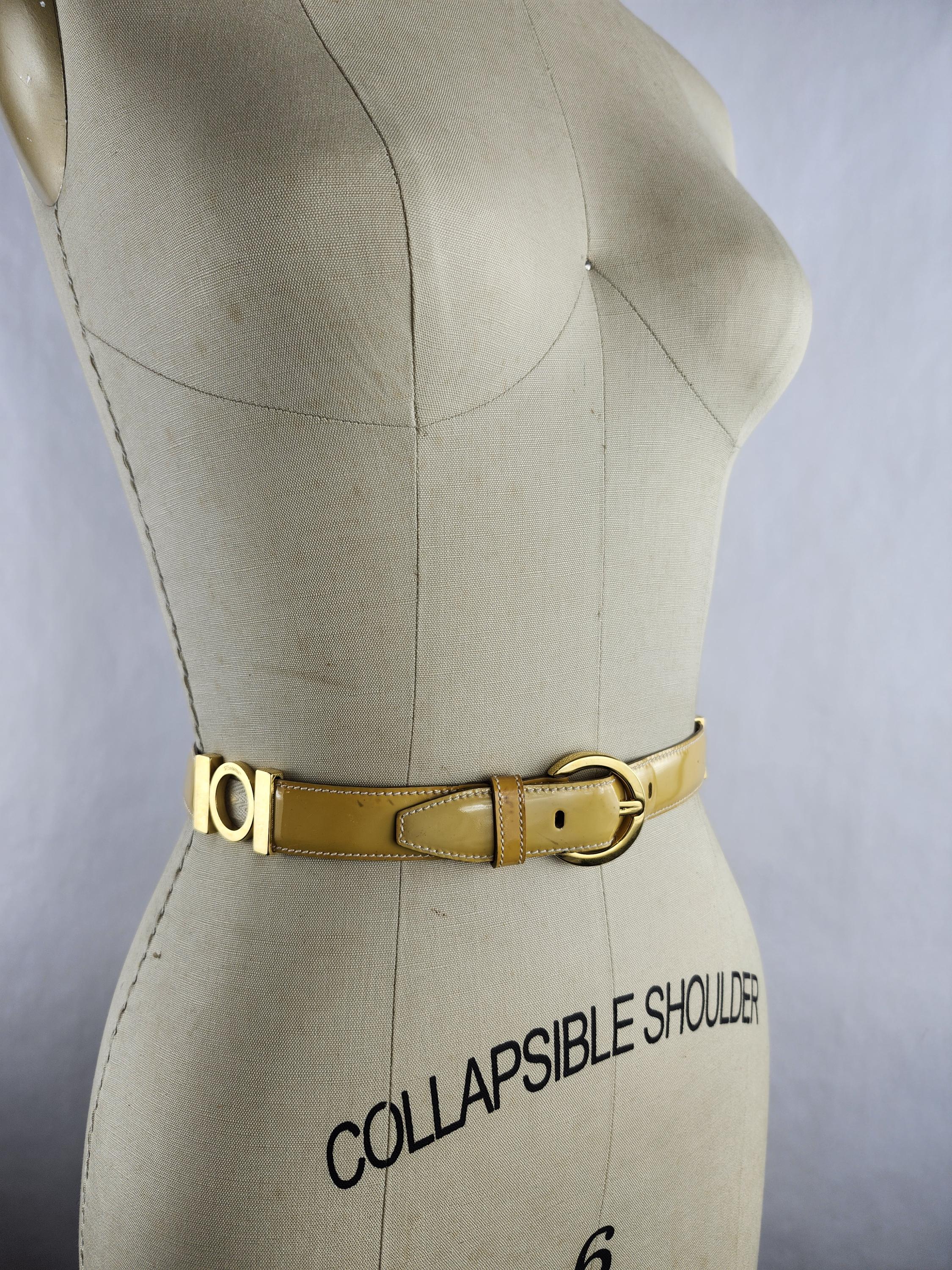 Salvatore Ferragamo Green leather belt women’s small gold tone buckle Italy 34” Double Gancini fixed belt - Women | Ferragamo main image 2