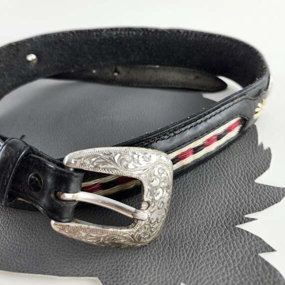 Black Leather With Red White Inlaid Braided Southwestern  display picture 3