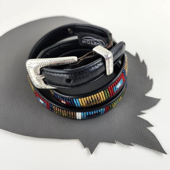 Vintage Brighton Black Leather Southwestern Belt s-l400.jpg main image 2