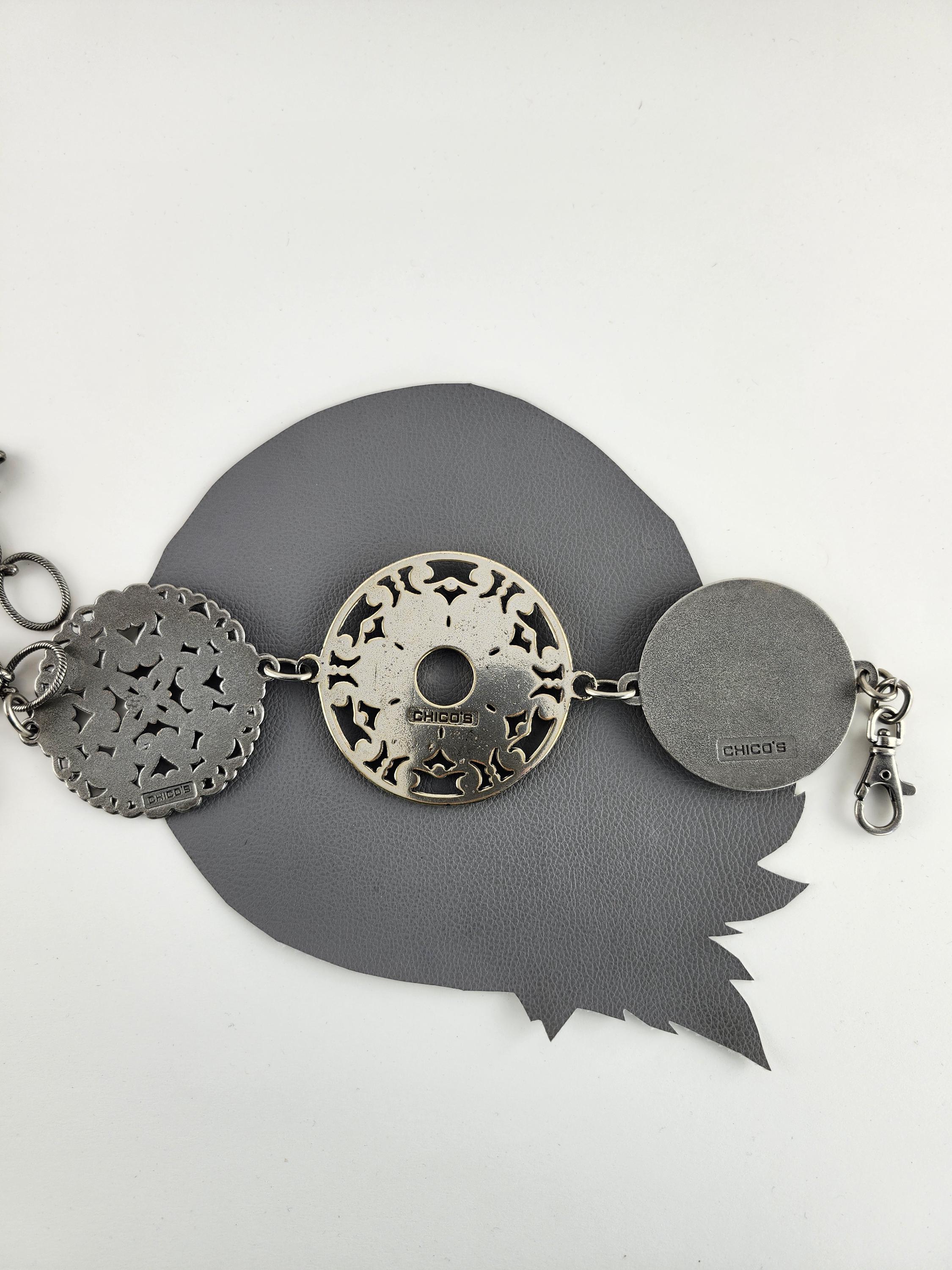 Mixed Metal Coin Stretch Belt Boho Hammered Floral Medallion Copper Silver Brass Handcrafted Boho Silver Coin Belt – Ethnic Waist Accessory  main image 3