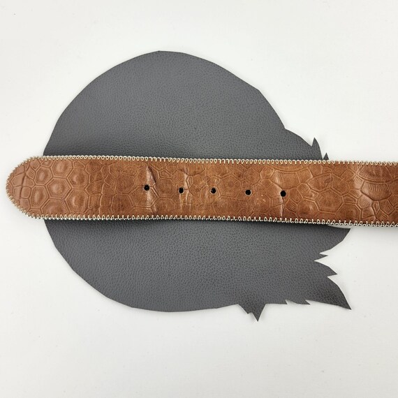 Cinnamon Brown Turtle Shell Pattern Leather Belt … - image 6